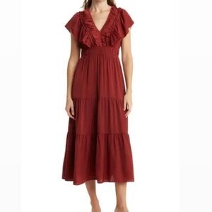 Burgundy Satin Maxi Dress